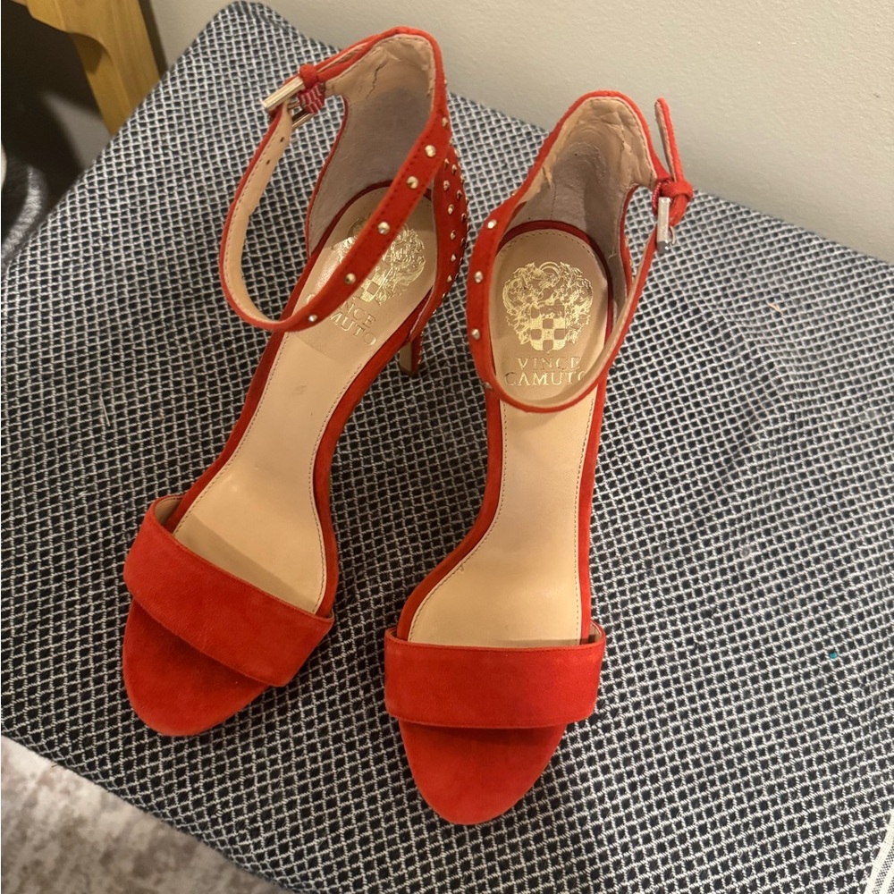 Vince Camuto Red Ankle Strap Heels